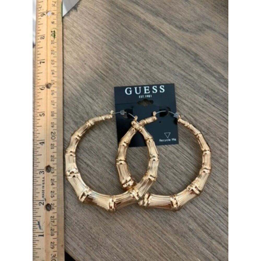 GUESS jumbo hoop gold metal earrings NEW